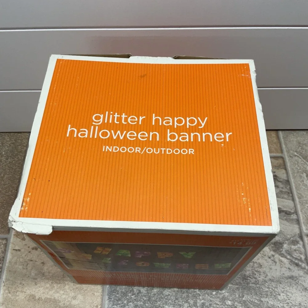 Vintage 2008 Target Glitter Happy Halloween Lighted Banner 16ft 70 Bulbs Indoor